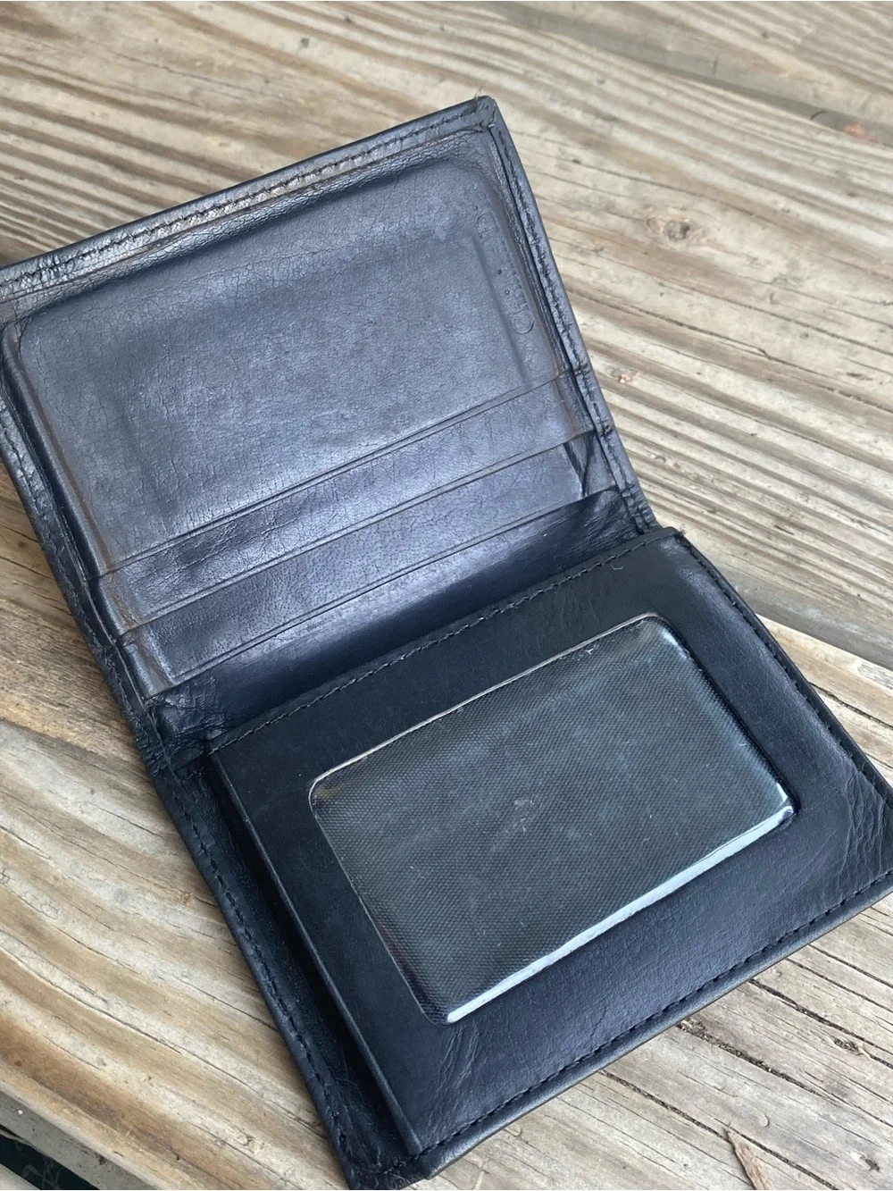 DIOR Vintage Black Leather Wallet with Embossed Monogram!